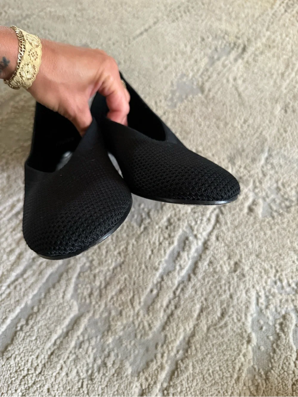 EILEEN FISHER Black knit ballet flats Heaven Stretch Knit Modern Wedge 10